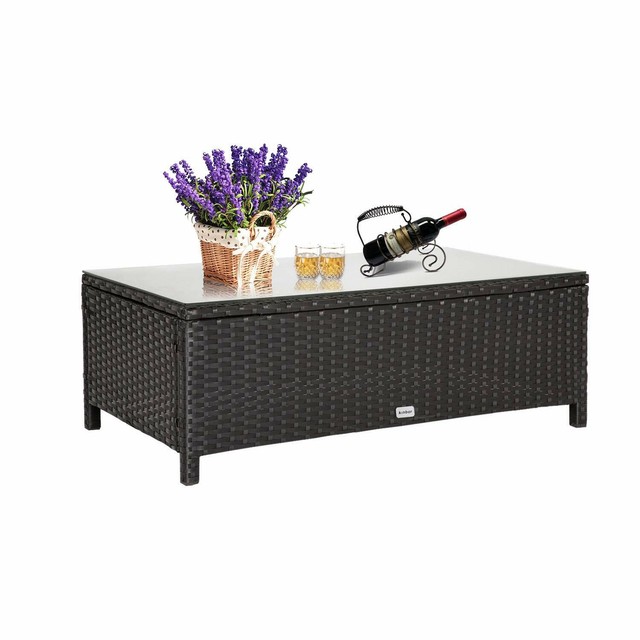 Rectangle Garden Rattan Wicker Gl Coffee Table Tea Outdoor Furniture Rectangle Garden Rattan Wicker Gl Coffee Table Tea Outdoor Furniture