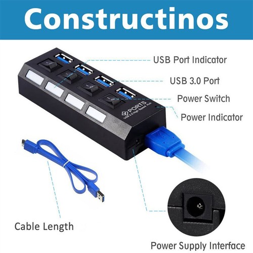 USB 3.0 Hub Verteiler Adapter für Notebook Tablet Phone Laptop Daten Laden PC - Bild 5 von 15