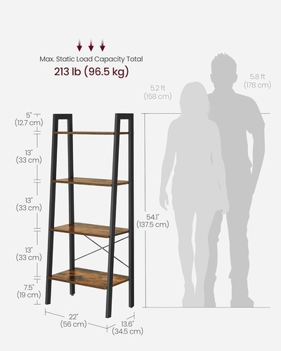 Multi-Purpose 4-Tier Storage Rack - Rustic Industrial Shelf for Home & Office - Picture 5 of 10