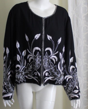 As Is Mark & John 3x 2x Fancy Black Silk Beaded Art-to-wear Blazer Jacket Event