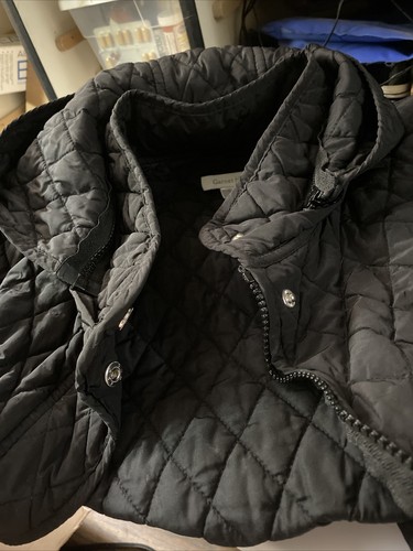 Garnet Hill Quilted Puffer Jacket Black Size 16 Women's Coat Snap Up Zip Pockets - Picture 11 of 11