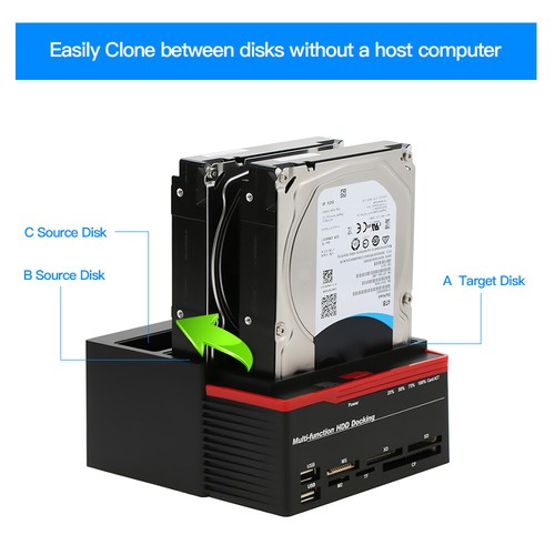 SATA IDE Hard Drive Docking Station Card Reader USB 3.0 for 2.5" 3.5" HDD Z1K0 - Photo 6/12