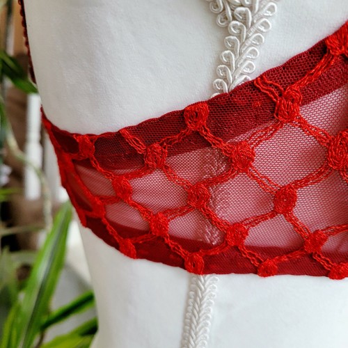 Sujetador Demi De Colección Aubade Encaje Balconette 36B Lujo Francia Forrado de Silicona Rojo - Imagen 6 de 12