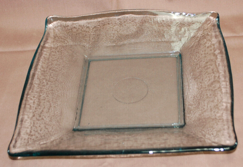 Clear Square Thick Glass Shallow Bowl 12 3/4" x 2 1/8" Heavy Vintage T1632 - 第 1/12 張圖片