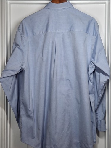 Geoffrey Beene Herren Oberhemd 17,5-34/35 einfarbig blau Knopf 80er 2-lagig Pinpoint - Bild 2 von 6