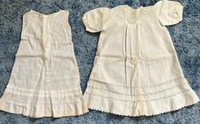 Sweet Antique Christening Gown W/Underdress Delicate Embroidered Flower Insert