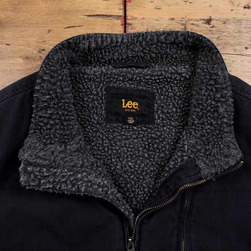 Vintage Lee Workwear Jacket 2XL Vest Sherpa Lined Black - Picture 3 of 8