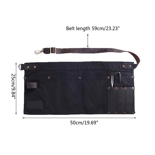 Multi-Pocket Schürze für Damen Echtleder Canvas halbe Tasche Schürze Kellnerin - Bild 8 von 10
