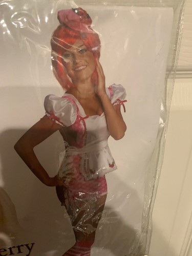 NWOT Secret Wishes Raspberry Tart Costume Adult Size S Top Shorts Hat Knee Highs - Picture 2 of 5