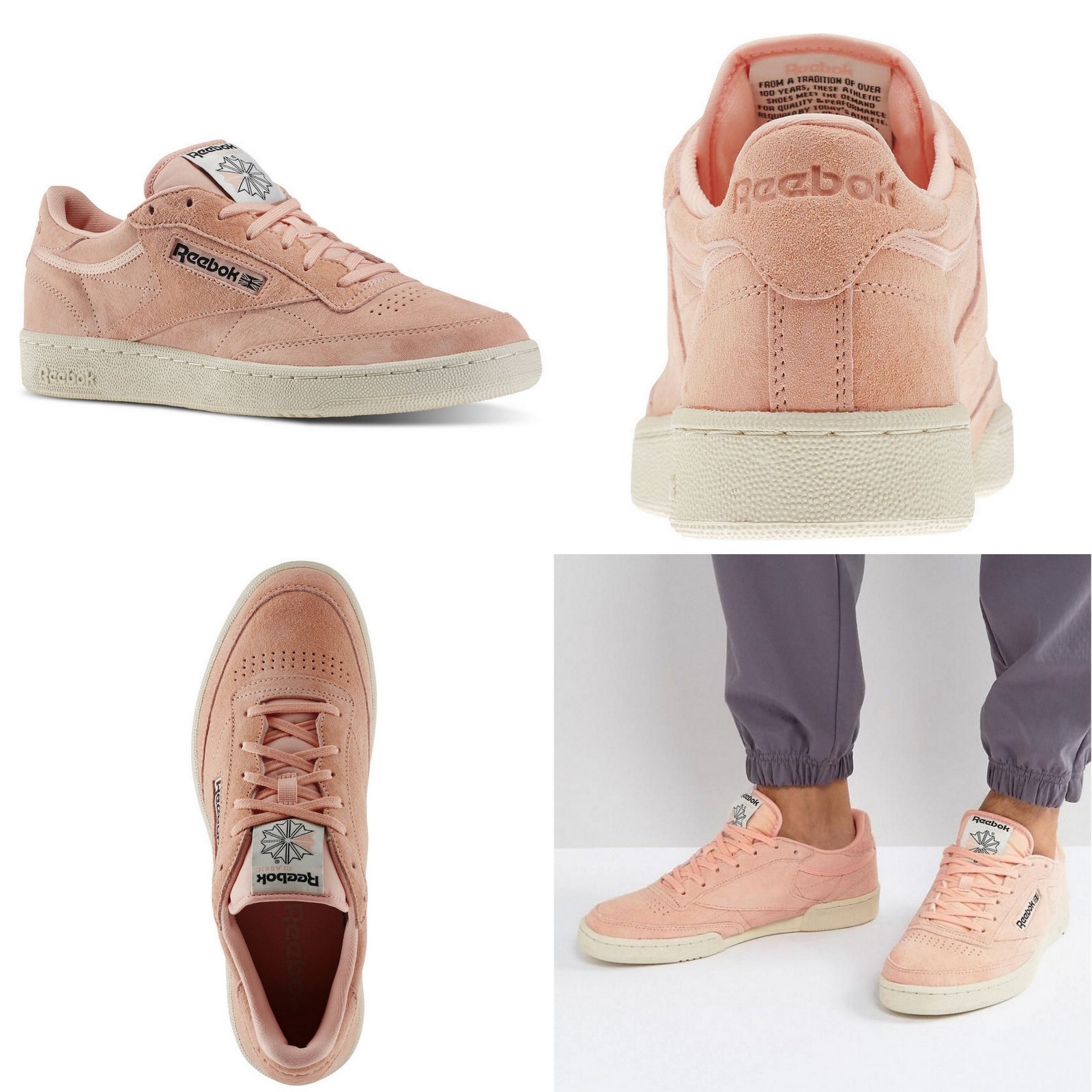 Reebok Classics Uomo CLUB C 85 PASTELLI ROSA Scarpe da ginnastica in pelle scamosciata misura 8