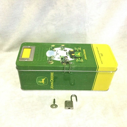 JOHN DEERE CAJA DE ALMACENAMIENTO BANCO DE HOJALATA CON CERRADURA Y 1 LLAVE - COLECCIONABLE - Imagen 1 de 12