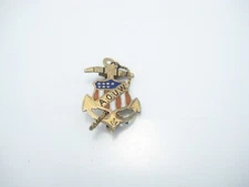 Vintage Gold Filled A O U W Military Ships Anchor Navy Flag Enamel Pin Or Brooch