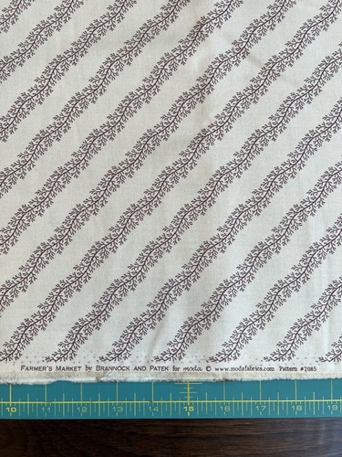 MODA Farmer’s Market By Brannock & Patek - 4 Yards - Plum / Cream Stripe Fabric - Picture 3 of 5