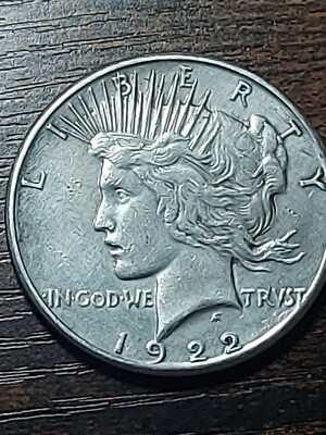 1922 Peace one dollar silver RARE* Unmarked Darken on Back Of COIN