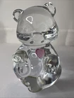 Fenton Art Glass Birthday Teddy Bear October Birthstone Pink Heart Excellent