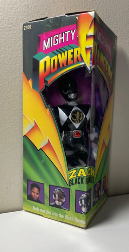 1993 Bandai Mighty Morphin Power Rangers Zach Black Ranger 8" Figure-SEALED!(810 - Picture 2 of 4