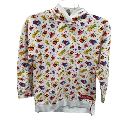 Disney Parks Let's Celebrate Youth L Hoodie Sweatshirt Multicolor Pullover AK49