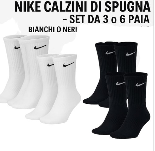 3-6 Paia Calza Tennis NIKE Bianco Nere UOMO Calze Spugna Work Lavoro Sport Padel - Photo 3/4