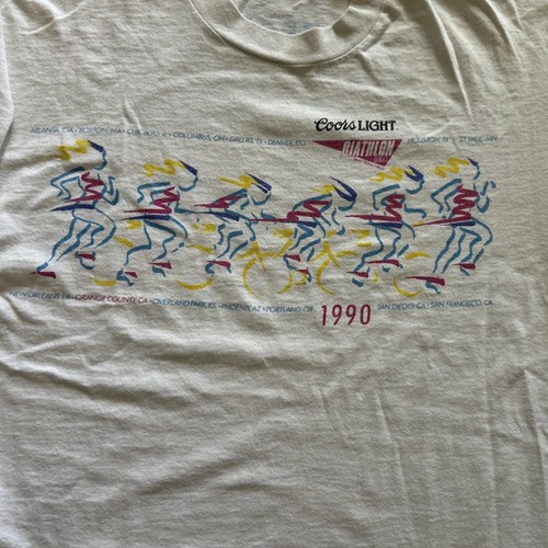 FOTL 1990 Men’s L Coors Light Biathlon Biking Running T Shirt Single Stitch USA - Picture 5 of 16