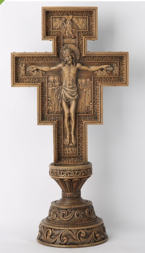 BC Catholic San Damiano Crucifix. Free Standing Cross. - Picture 1 of 7
