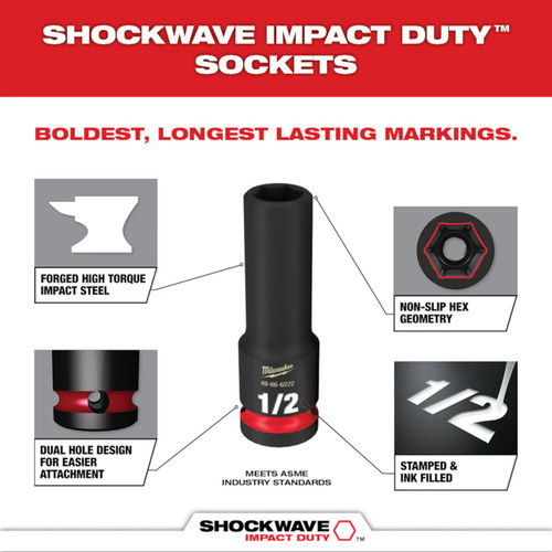 Milwaukee 49-66-7009 SHOCKWAVE 3/8" Impact Duty SAE/Metric Socket Set - 43 PC - Picture 5 of 10