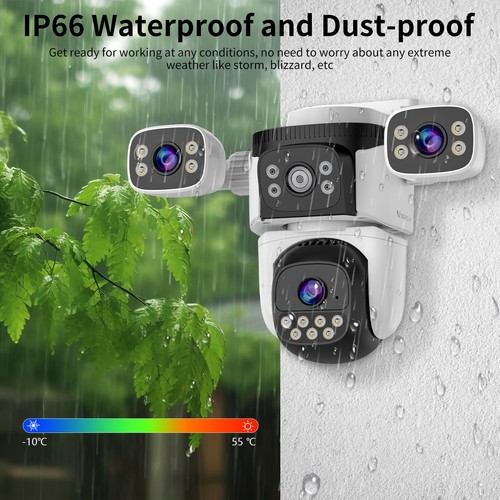 Three-Lens Security Camera Outdoor, 360° View Outside Camera, 2.4Ghz WiFi, Hu... - Picture 8 of 9