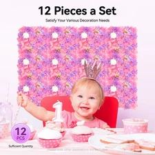 12pcs Artificial Silk Rose Flowers 3D Backdrop Wall for Wedding Party Decoration