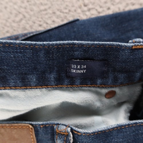 GAP Jeans Mens 33x34 Blue Skinny Fit Stretch Classic Five Pocket Style - Picture 3 of 9