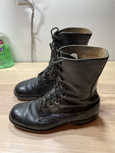 Genesco Herren 9.5N Schwarz Leder Schnürung Militär Biker Punk Stiefelette Kampfstiefel - Bild 4 von 17