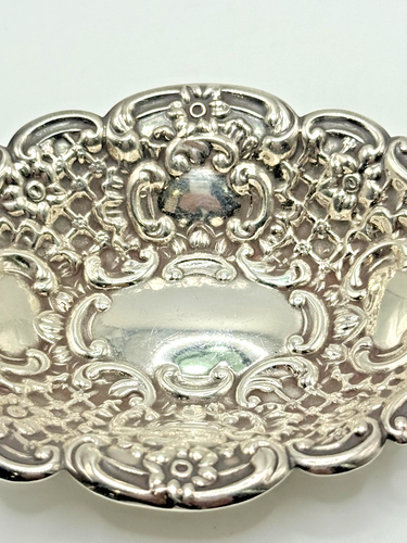 Sterling Silver Ornate Rococo Dish London 1967 by A Chick & Sons Ltd - Picture 7 of 8