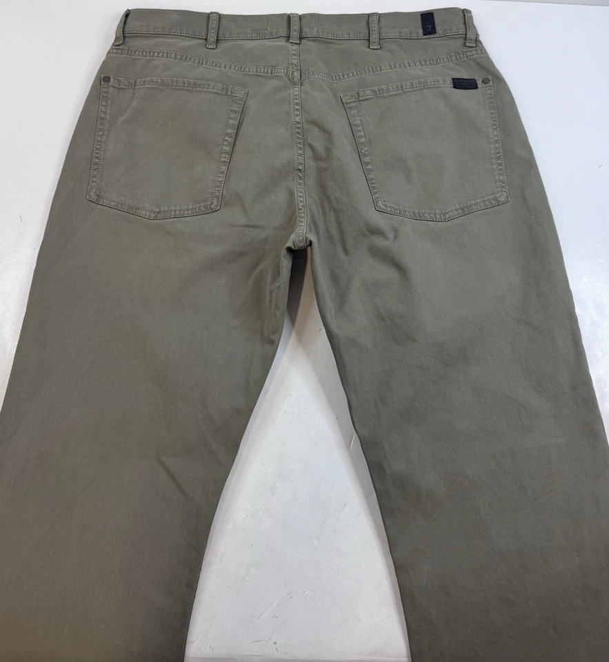 7 For All Mankind Jeans Mens 36 X 32 Olive Green Straight Leg Pants Excellent - Image 4 of 4