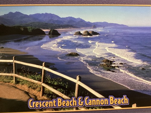 Crescent Beach & Cannon Beach vom Ecola State Park, OR - Vintage Postkarte - Bild 2 von 3