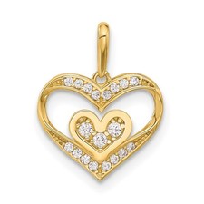 14K Yellow Gold Polished CZ Heart Pendant YC1564