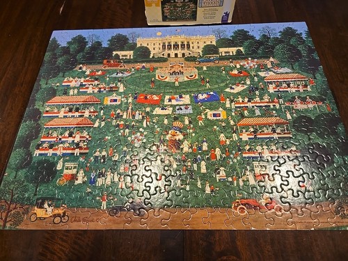 Charles Wysocki Fourth of July, 1981 300 Large PC Used Complete Puzzle Hasbro MB - Picture 3 of 12