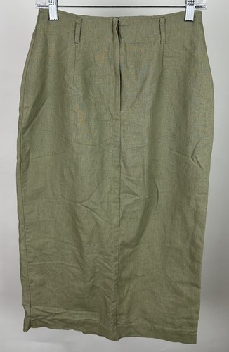 Vintage 90s Maxi Skirt Womens 26 High Waist Linen Cotton Blend Minimalist Slit - Picture 5 of 9