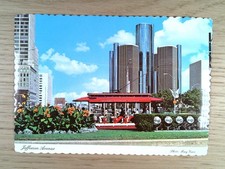 Detroit Jefferson Avenue Trolley Renaissance Center Chrome Postcard