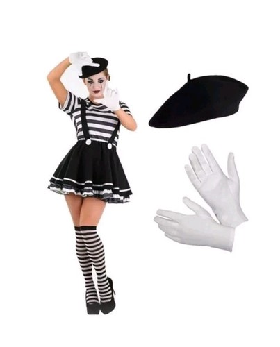 Fun Shack Mime Artiste Ladies Fancy Dress Costume Carnival S - Picture 5 of 6