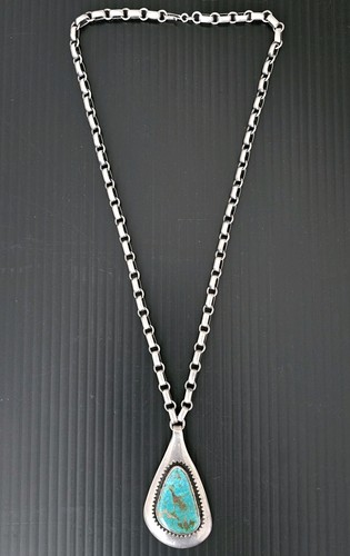 FRANK PATANIA SR. THUNDERBIRD SHOP STERLING SILVER TURQUOISE NECKLACE 77 GRAMS!! - Picture 18 of 18