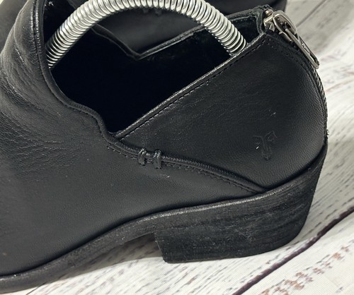 FRYE Carson Shootie Women's 8.5 M Black Leather Ankle Booties Block Heel Shoes - Picture 4 of 13