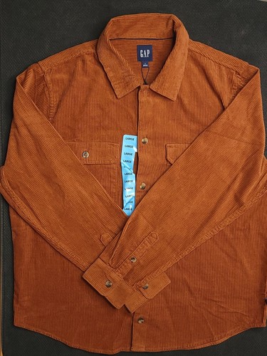 Gap Corduroy Shirt Men's Large Brandy Brown Heavyweight Y2K Shacket NWT - Picture 2 of 12