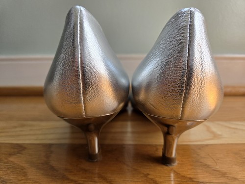 Sole Bliss Kitten Heels Pumps Silver & Gold Size 37.5 For Bunions & Wide Feet - Picture 4 of 10