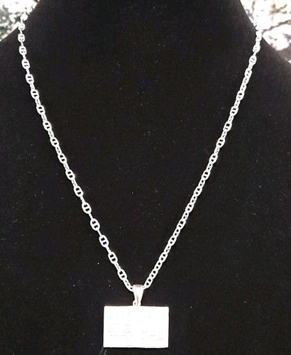 Catena ancora tonda in argento sterling 925 massiccio 20" 3,1 mm con ciondolo Padre Nuestro - Foto 2 di 4