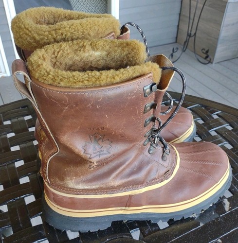 Sorel Kaufman STAG 90's Snow Boots Men's 12 Leather Insulated Waterproof Canada - Picture 3 of 9