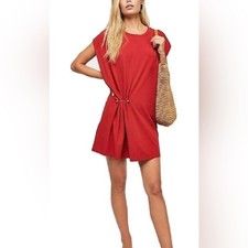 Free People FP Women's Hardware Shift Mini Dress Brick Red Medium NWOT $99