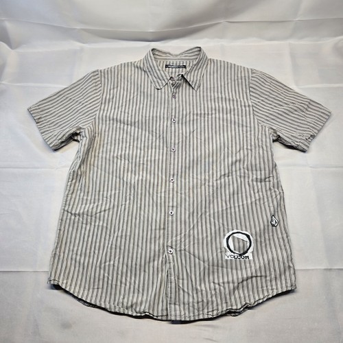 Volcom Stone Striped Button Up Short Sleeve Shirt Men Size XL