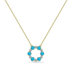 Authentic 925 Sterling Silver Arizona Turquoise & Moissanite Circle Necklace |