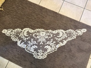 Vintage White Lace Mantilla Veil 47 X 30 X 30 Catholic Head Covering Triangle