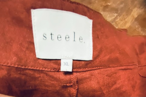 STEELE Tommy Pants Gorgeous Rust Red 100% Linen Ladies XL 10 - 12 RRP $229 - Picture 10 of 13