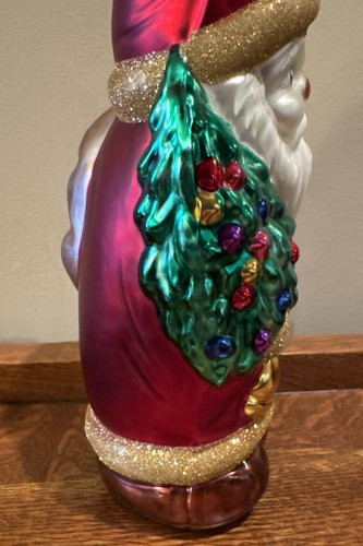 Babbo Natale in vetro tedesco vintage decorazione albero di Natale Germania naso rosso Lrge - Foto 7 di 18