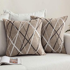 Pack of 2 Decorative Throw Pillow Covers Woven 20" x 20" Pack of 2 Light Tan